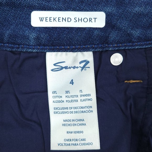Seven7 Weekend Shorts Women Dark Wash Denim Jean Fray Hem 5" Inseam Stretch Sz 4 - Picture 5 of 10